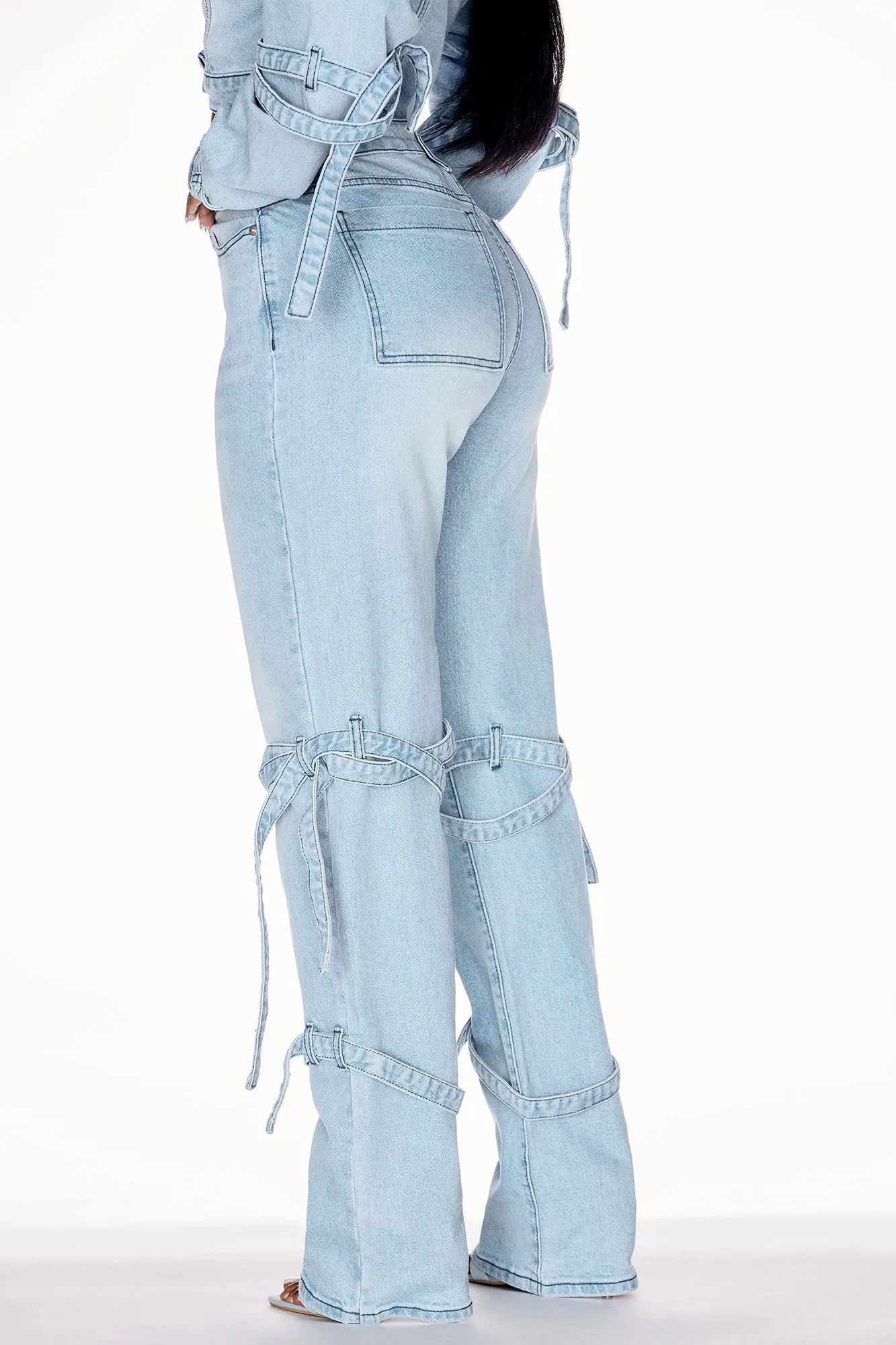 All Tied Up Stretch Straight Leg Jeans - Light Wash